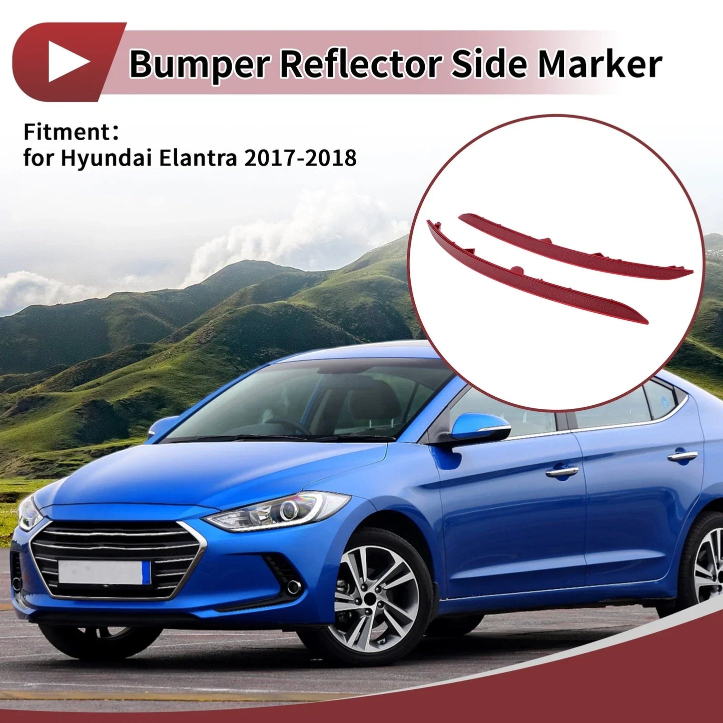 Rear Left Right Bumper Reflectors for Hyundai Elantra (2017-2018)