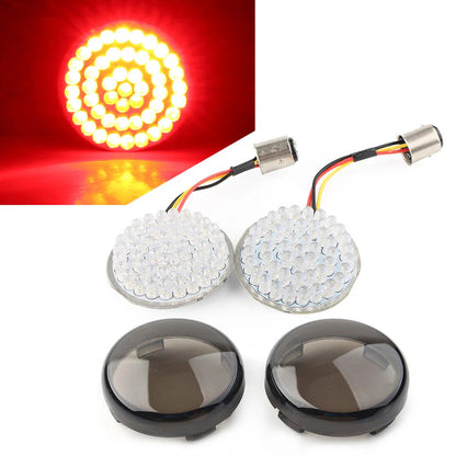 LED Rear Turn Signal Smoked Lens Covers for Harley Dyna Touring Softail
