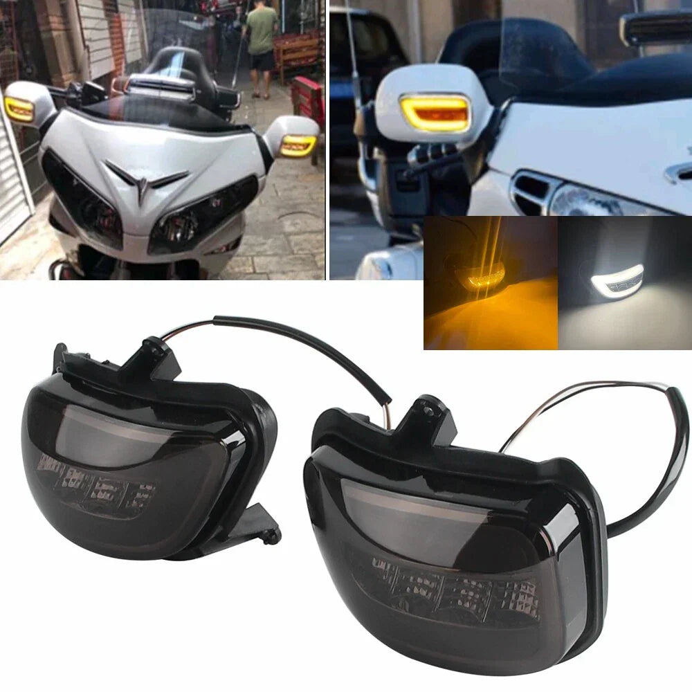 LED Turn Signal Side Rearview Mirrors for Honda Goldwing GL1800 (2001-2017)