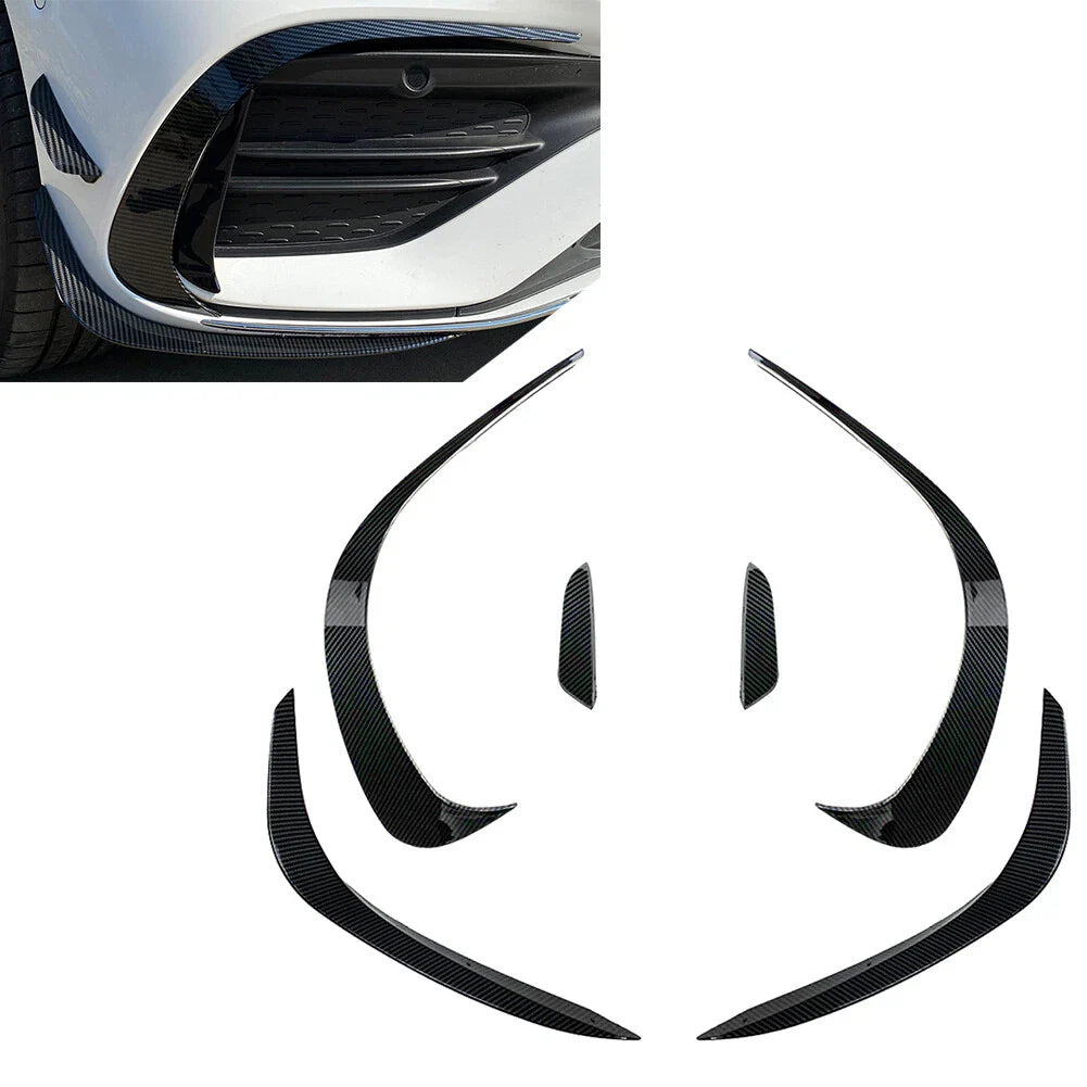 6 Pcs Black Front Bumper Lip Splitter Spoiler for Mercedes Benz C-Class (2022-2023)