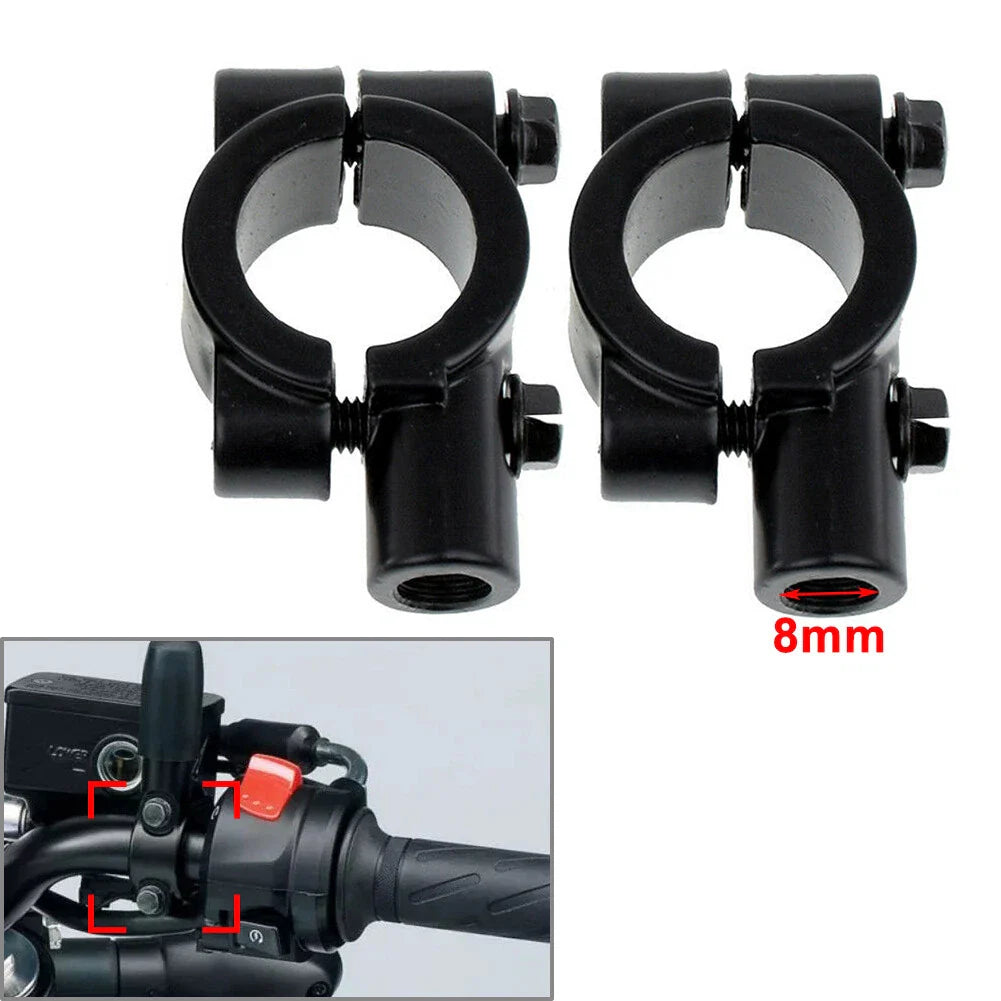 22MM M8 Black Motorcycle Handlebar Mirror Mount Clamp