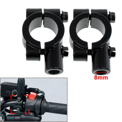 22MM M8 Black Motorcycle Handlebar Mirror Mount Clamp