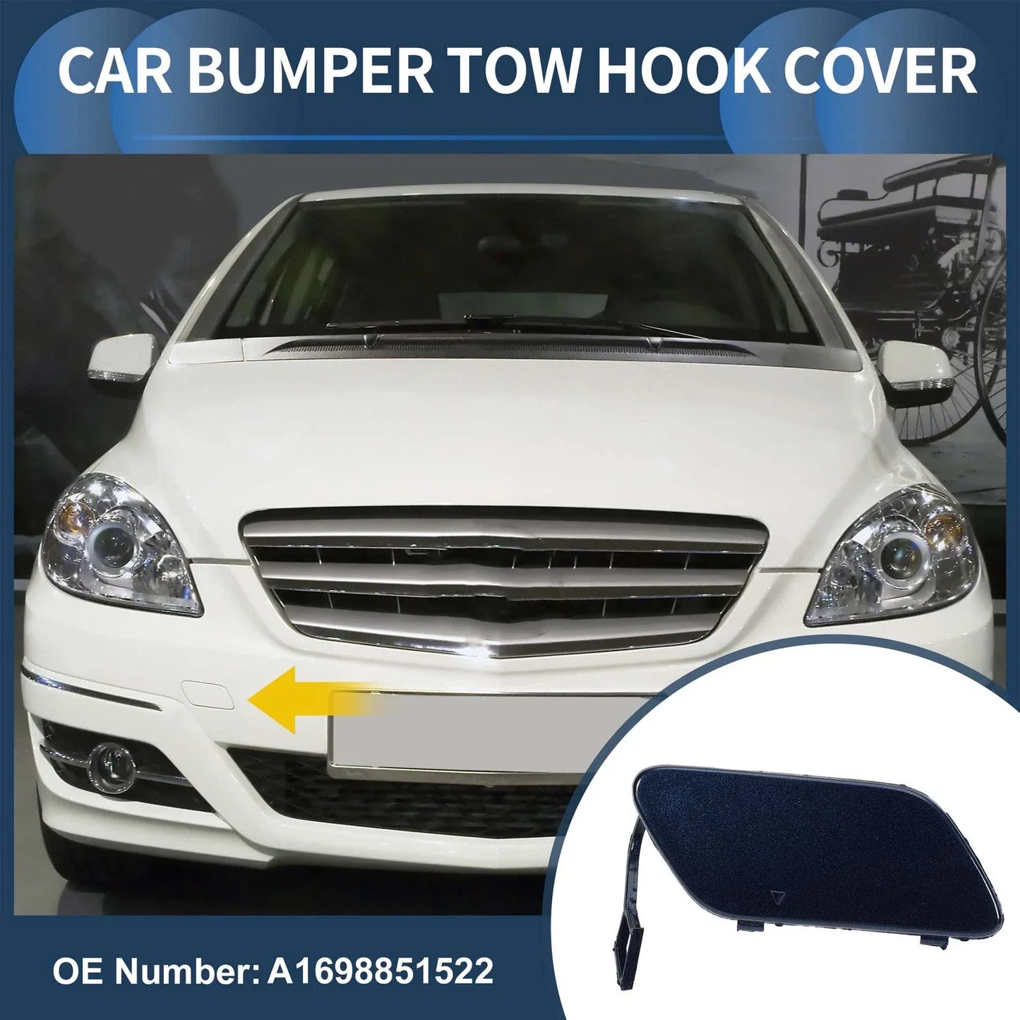 Front Bumper Tow Hook Cover for Mercedes-Benz A-Class (2005-2012) Blue Metallic
