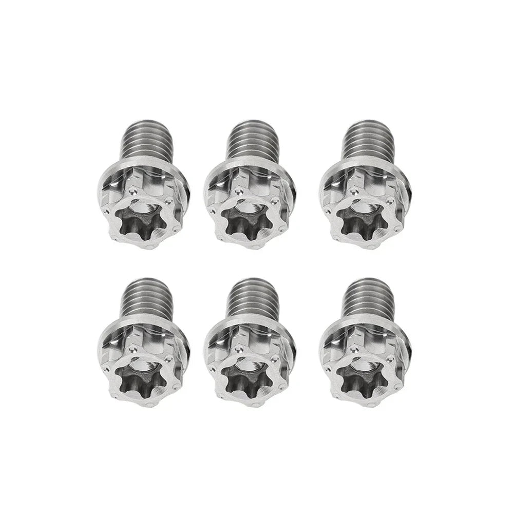 6pcs M6x15mm Titanium Torx Head Flange Screws for Motor Bike/Bicycle