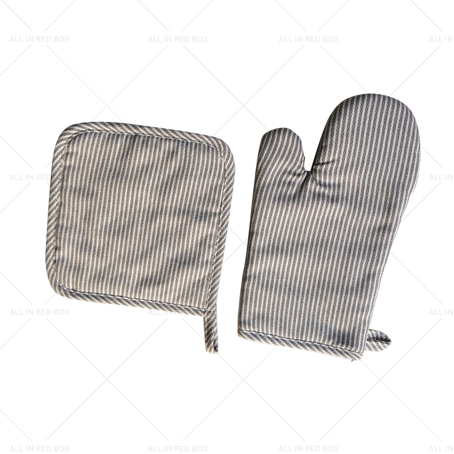 Cotton Oven Mitt & Pot Holder Set for Kitchen Cooking & Baking