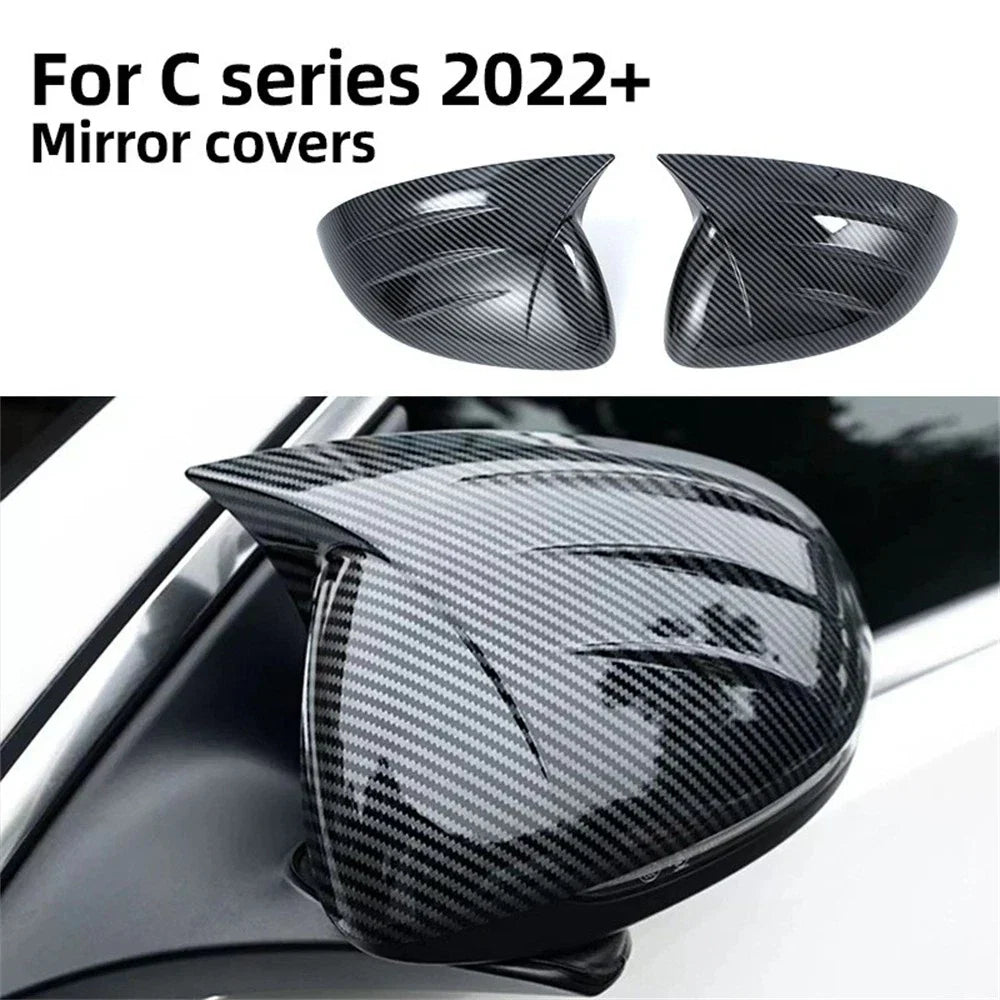 Carbon Fiber Look Side Mirror Covers for 2022-2025 Benz W206 C-Class