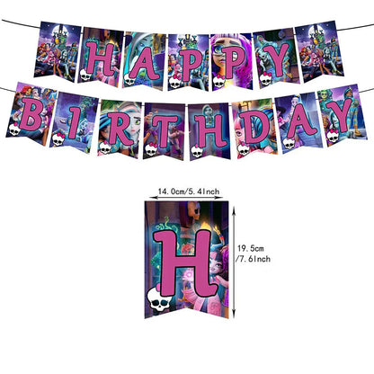 30pcs Monster High Party Supplies - Banner, Cake Toppers, Balloons