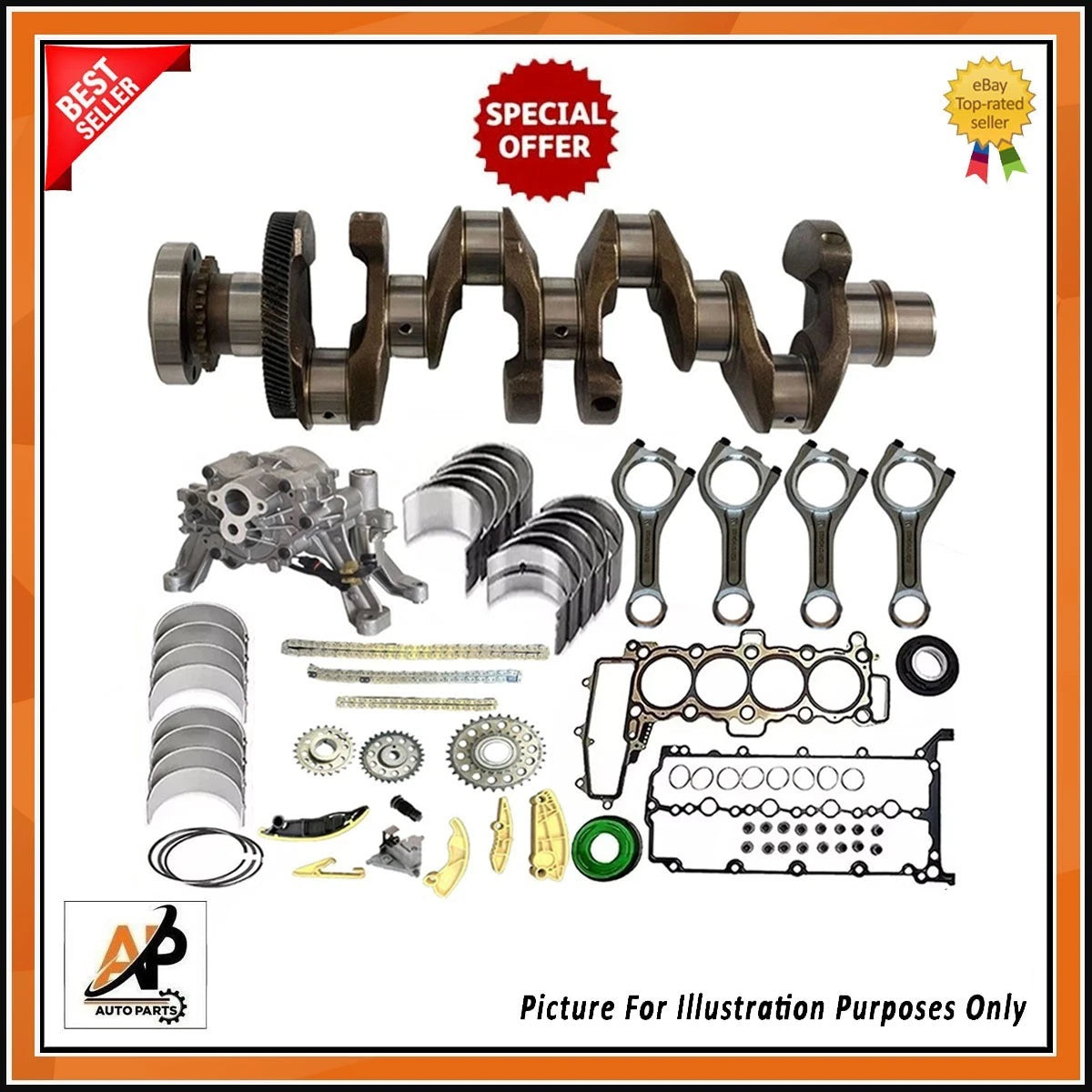 Crankshaft with Rebuild Kit Heavy Duty for Land Rover Jaguar 2.0 D (204DTD) (2008–2019)