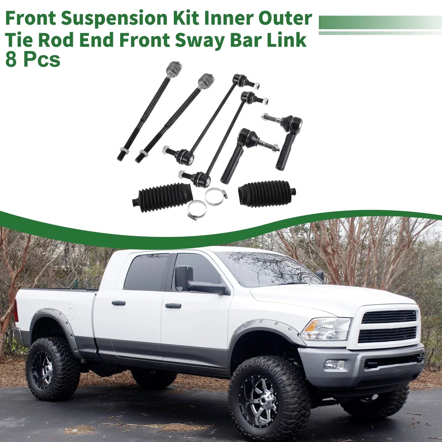 8pcs Front Suspension Kit Tie Rod Ends & Sway Bar Links for Dodge Journey