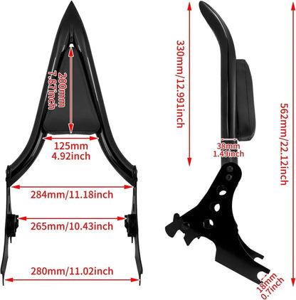 Detachable Sissy Bar Rear Backrest Pad for Harley Sportster 883 1200 (2004-2023)