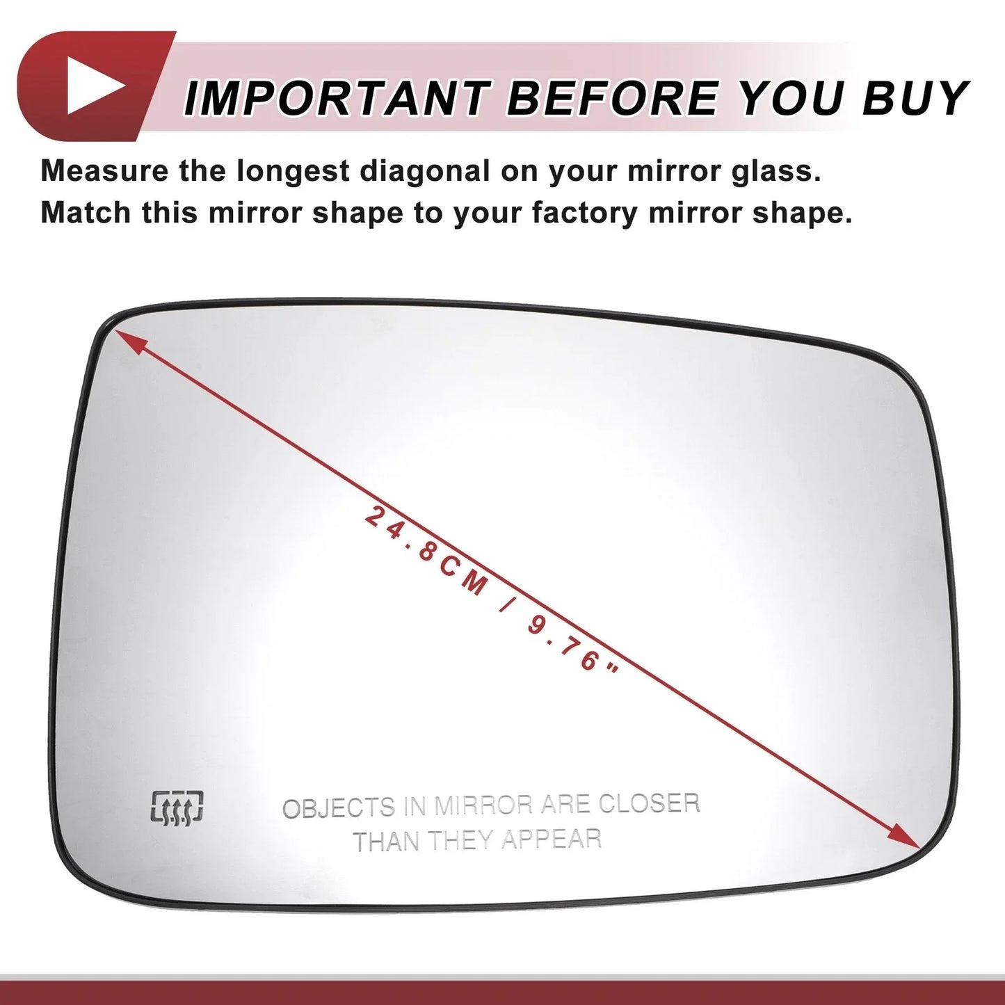 Heated Right Passenger Side Mirror Glass for Dodge RAM 1500 2500 (2019-2023)