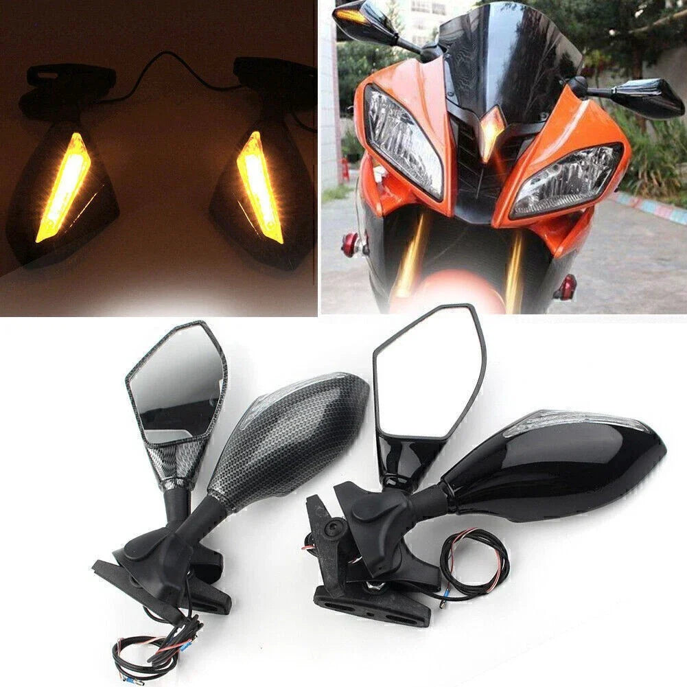 LED Turn Signal Rearview Mirrors for Ducati, Honda, Kawasaki