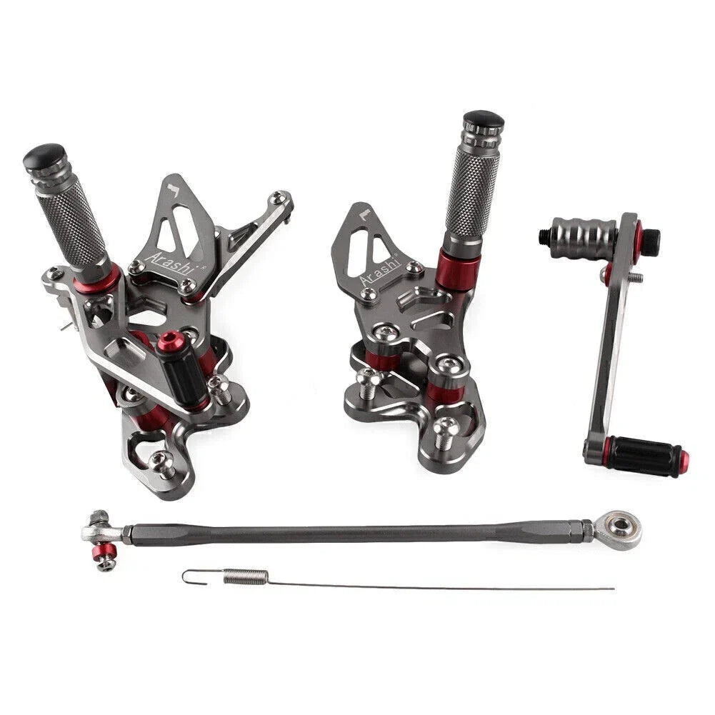 Adjustable Grey Racing Rearsets Footrest Pegs for Suzuki GSXR 600 (2015)