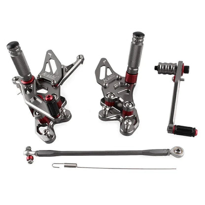 Adjustable Grey Racing Rearsets Footrest Pegs for Suzuki GSXR 600 (2015)