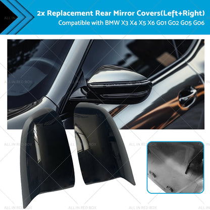 Black Rear Mirror Cover Caps for BMW X3 X4 X5 X6 (2018-2023)