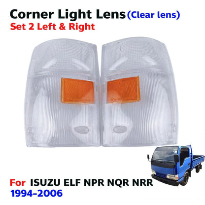 Pair Signal Corner Light Lens White Fits Isuzu NPR NQR NKR Truck 1999-06 AU D12