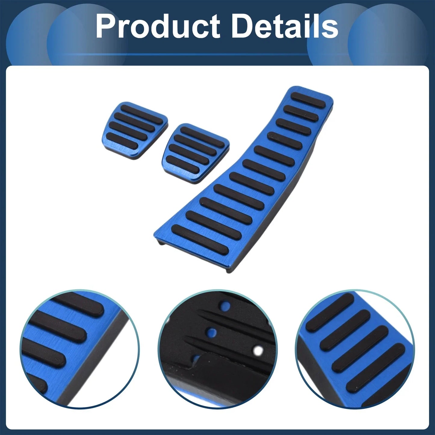 3 x Manual Foot Accelerator Pedal Covers for Honda Civic (2006-2009) Blue