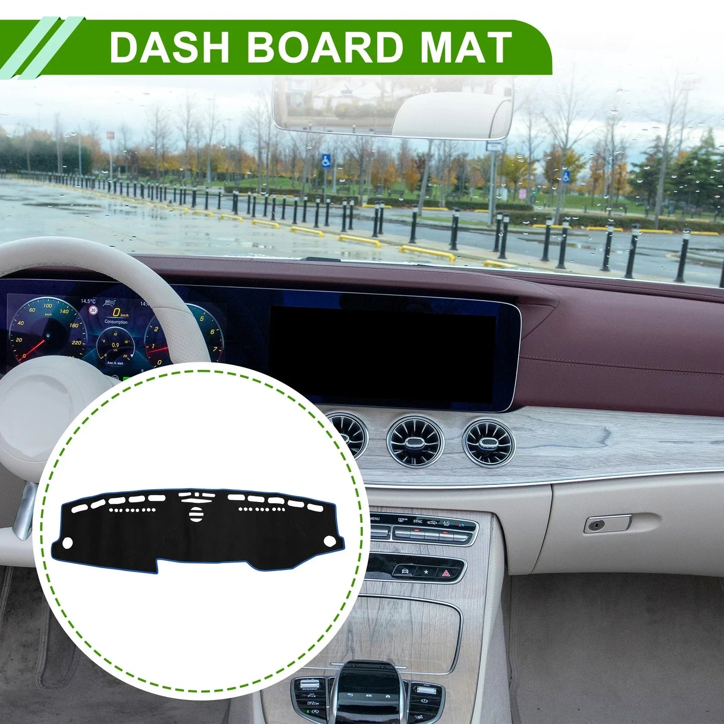 Dashboard Cover Mat for Mercedes E-Class 2010 (2010) - Sun Protector Pad Black Blue