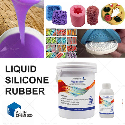 Liquid Silicone Rubber Mould Making 100:3 Mix - Blue, White, Red, Purple, Yellow, Green