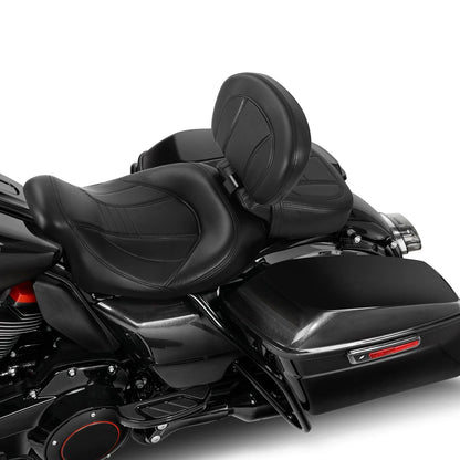 Black Driver Passenger Seats & Rider Pad for Harley Street Road Glide (09-23)