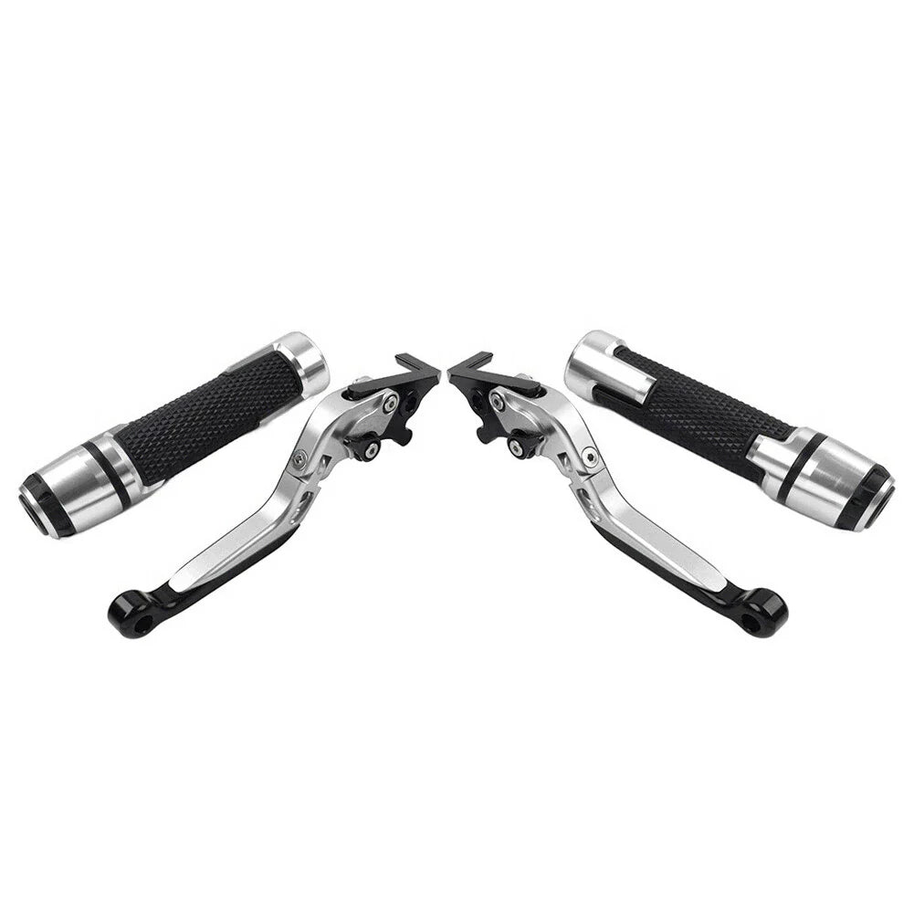 Silver Extendable Brake Clutch Levers & Handlebar Grips for Suzuki GSXR750