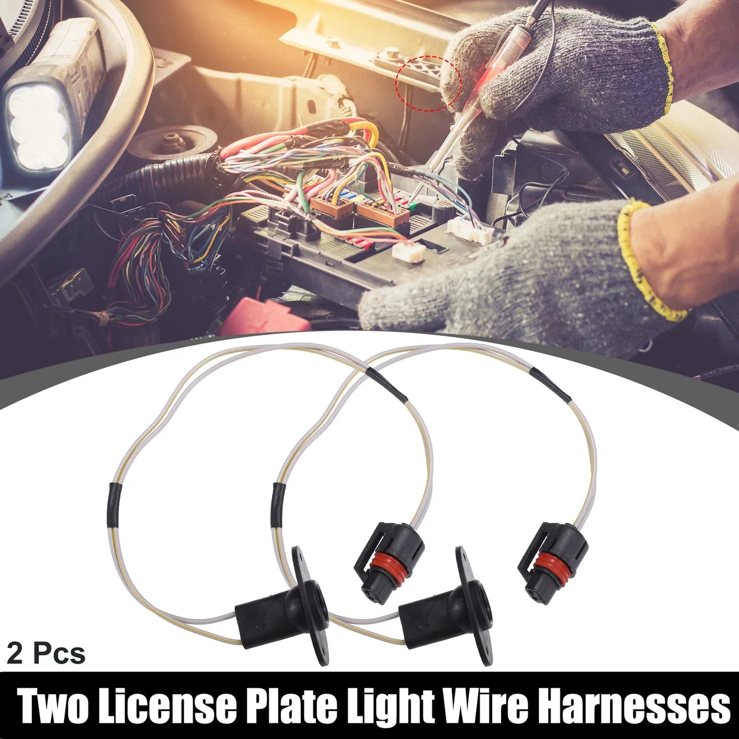 License Plate Light Wire Harnesses for Dodge 1500 (1994-2001) - 2 x Black Plastic