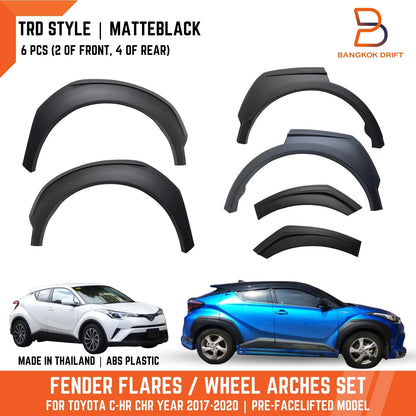 Matte Black Fender Flares for Toyota C-HR 2017-2020 Wheel Arch TRD Style