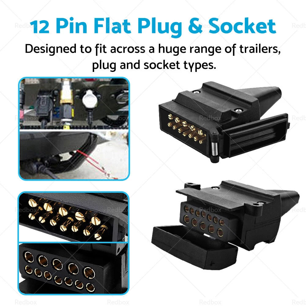 12 Pin Plug & Socket Connectors for Trailer Camper Caravan 4WD