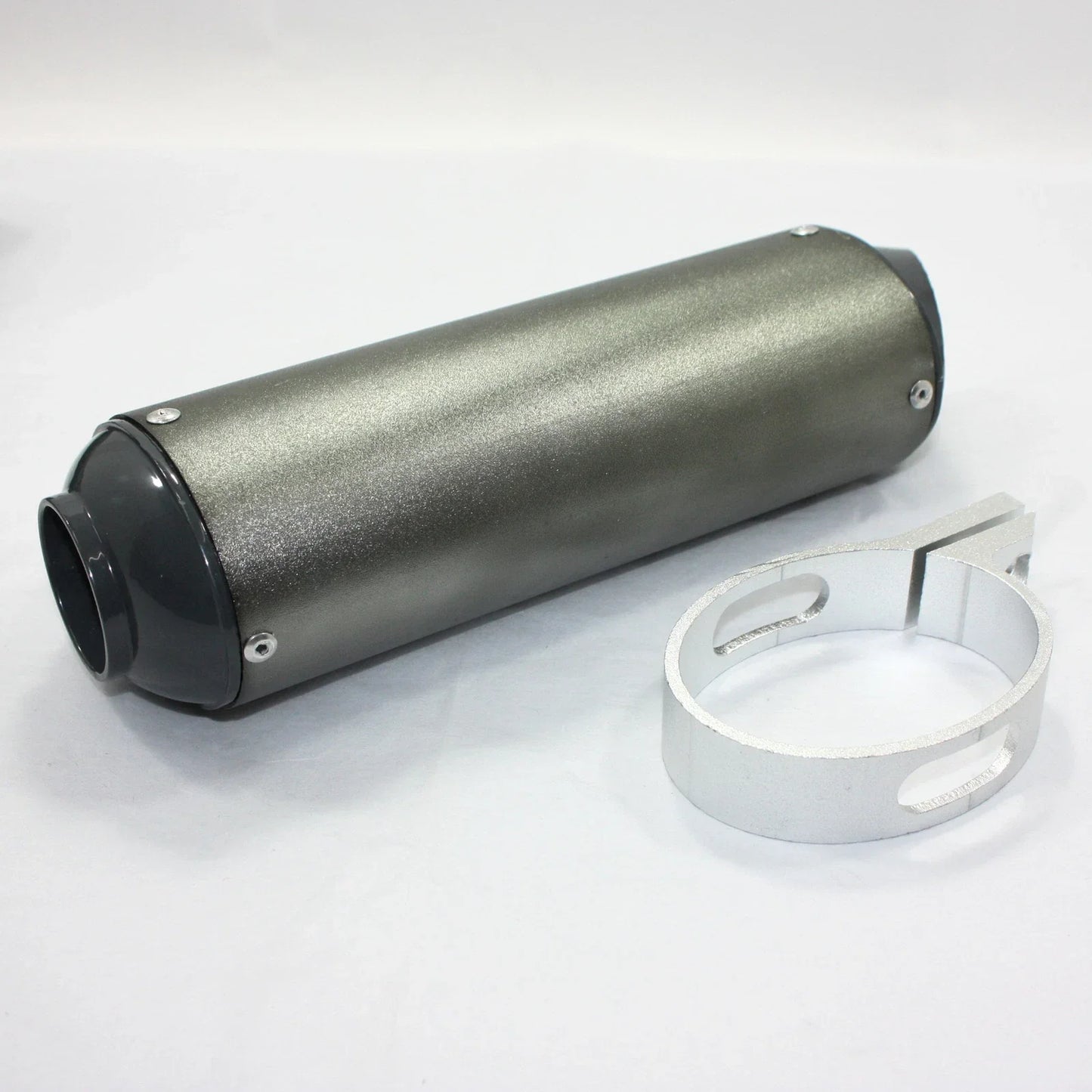 38mm Matt Grey Alloy Exhaust Muffler + Clamp for 125cc 140cc 150cc PIT Bike