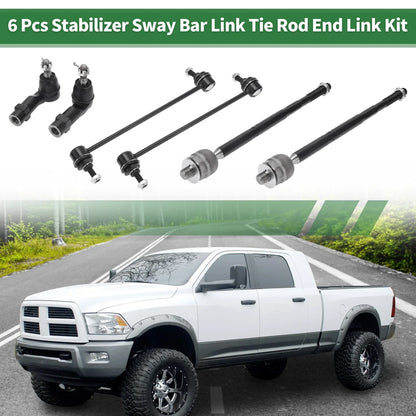 6 Pcs Front Suspension Kit Tie Rod Ends Sway Bar Link for Dodge Dart (2013-2016)