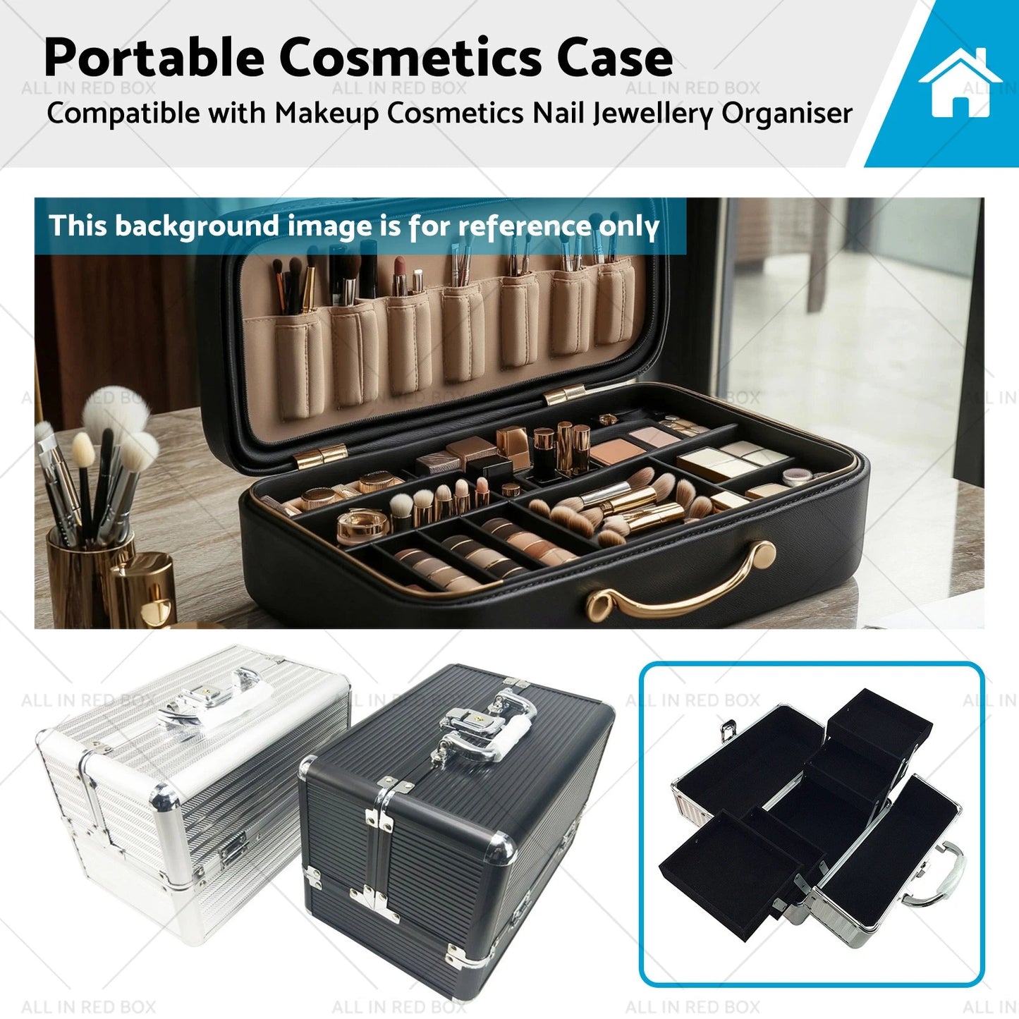 Portable Cosmetics Case for Makeup, Nail & Jewelry Storage
