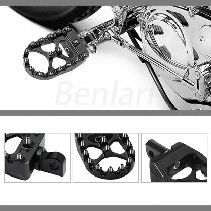 Wide Foot Pegs MX Style for Harley Dyna Sportster Iron 883 Fatboy Bobber (2004-2023)