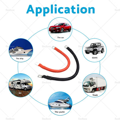30cm 100A Battery Connector Lead DC Wire for 12V 24V Red & Black Cable