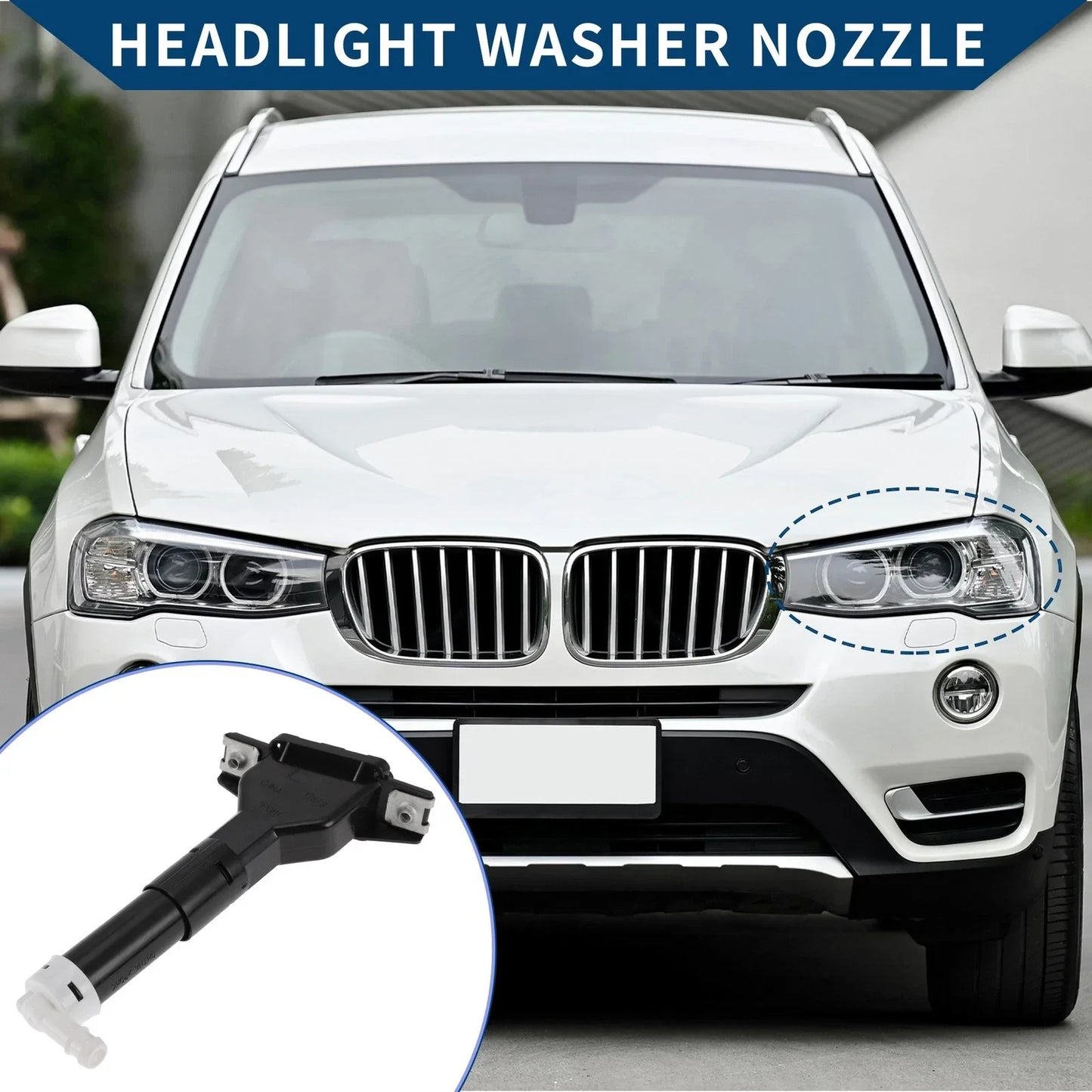 Front Driver Side Headlight Washer Nozzle for Honda Civic (2005-2011) 1 x Black
