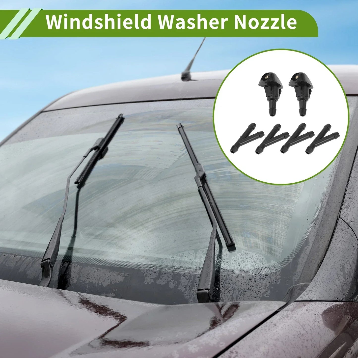 Windshield Washer Nozzle & Hose Connector for Honda (2001-2005) 1 Set