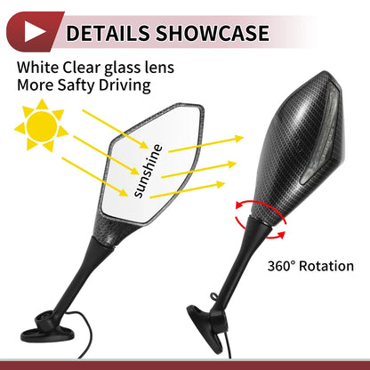 Motorcycle Rear View Mirrors for Honda CBR600RR (2003-2014) - Aluminum Set