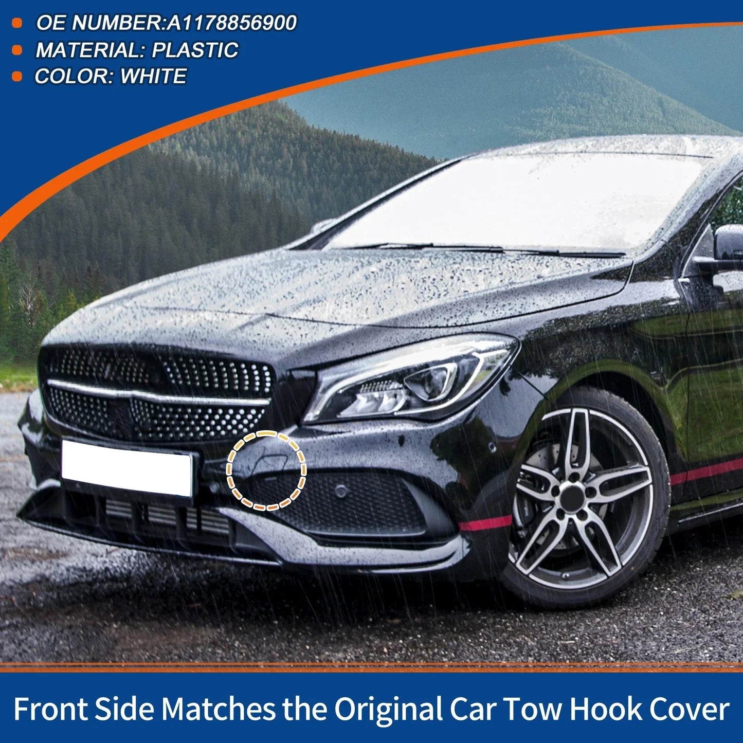 Front Car Bumper Tow Hook Cover for Mercedes-Benz CLA250 (2014-2019) White
