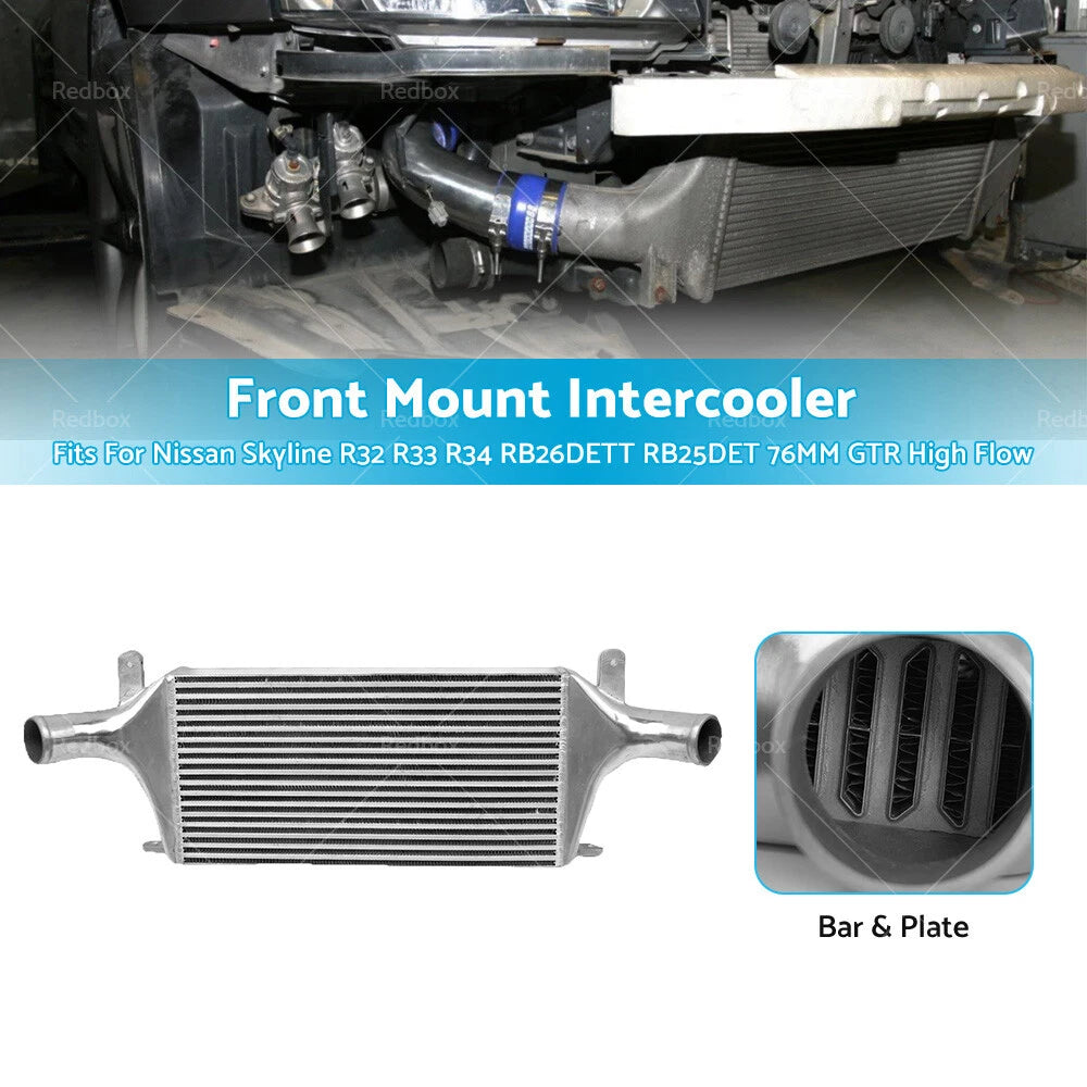 76mm High Flow Intercooler for Nissan Skyline R32 R33 R34 RB26DETT RB25DET