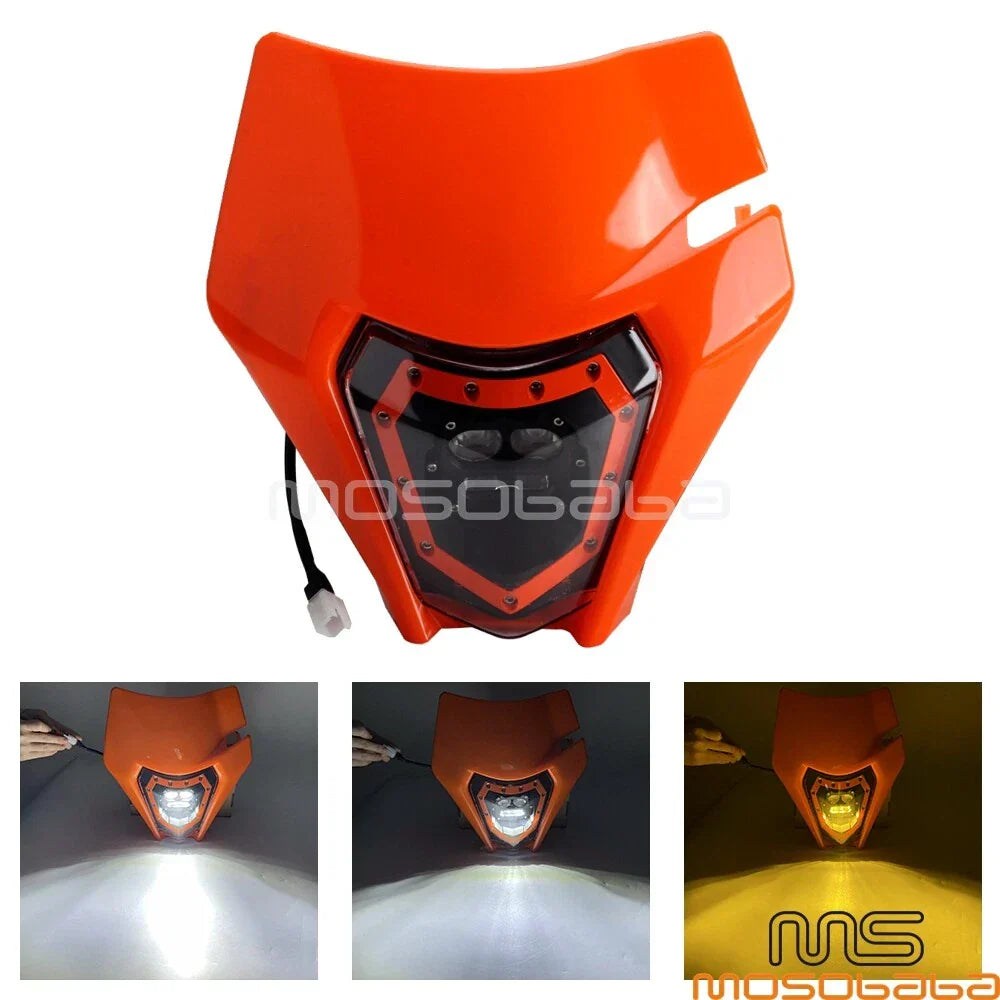 LED Headlight Hi/Lo Beam Front Lamp for Dirt Bike - Amber Day Run Lights