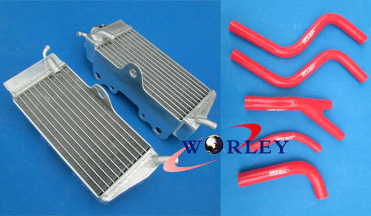 Aluminum Radiator & Red Hose for Honda CR250 CR250R (1985-1987)