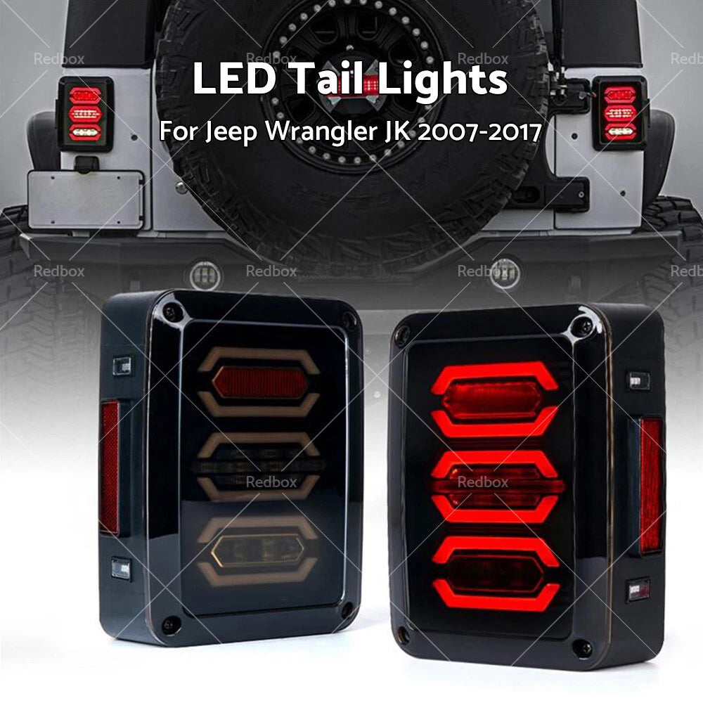Smoked Black LED Tail Lights for Jeep Wrangler JK (2007-2017)