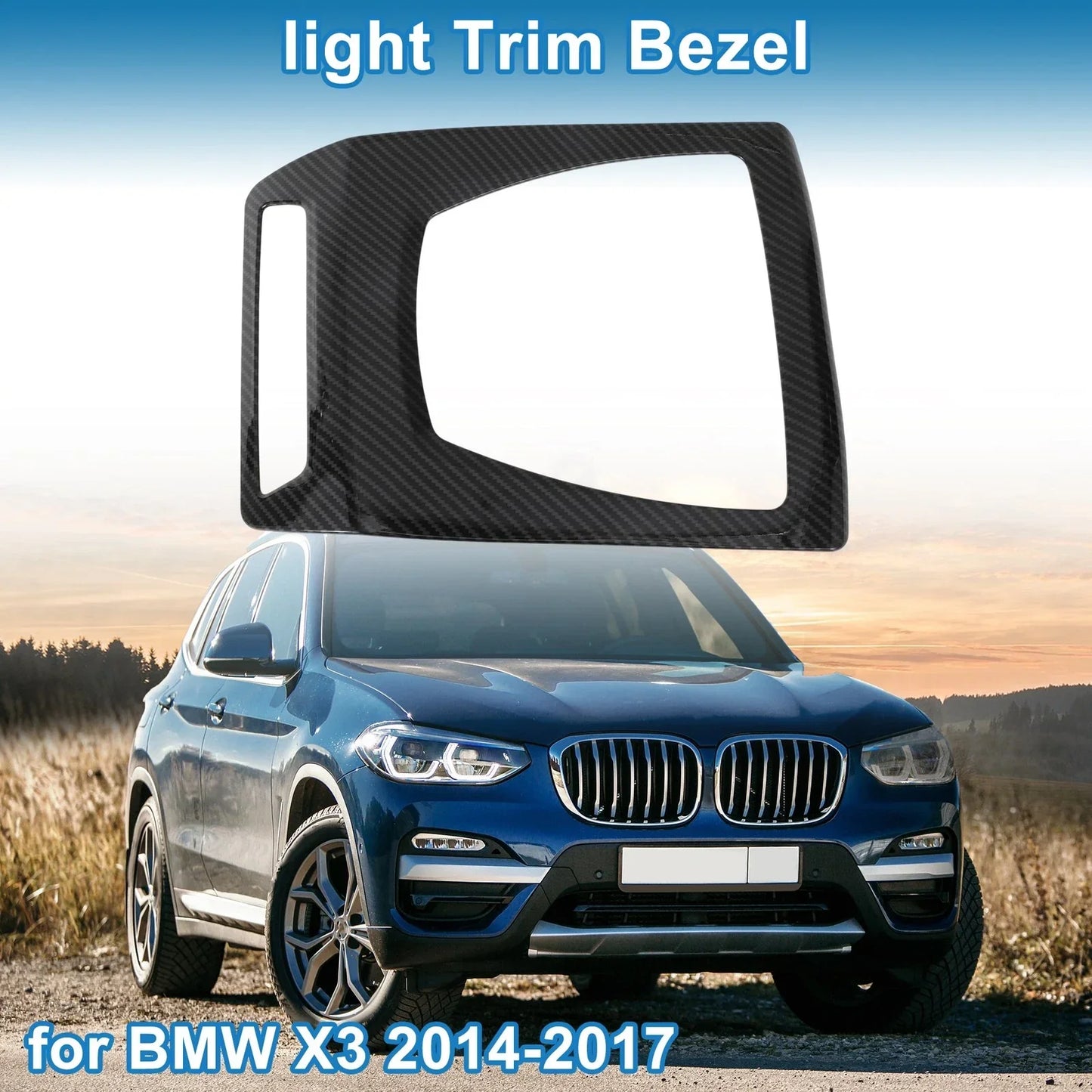 Front Row Headlight Trim Bezel for BMW X3 (2014-2017) Carbon Fiber Black