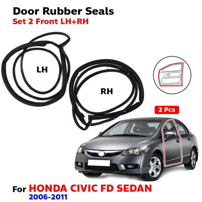 Door Rubber Seal Weatherstrip Front LH+RH Fits Honda Ciciv FD 4D Sedan 2006-11