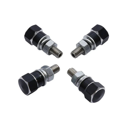 4 x Aluminum Black & Silver Hex License Plate Frame Bolts for Harley Yamaha