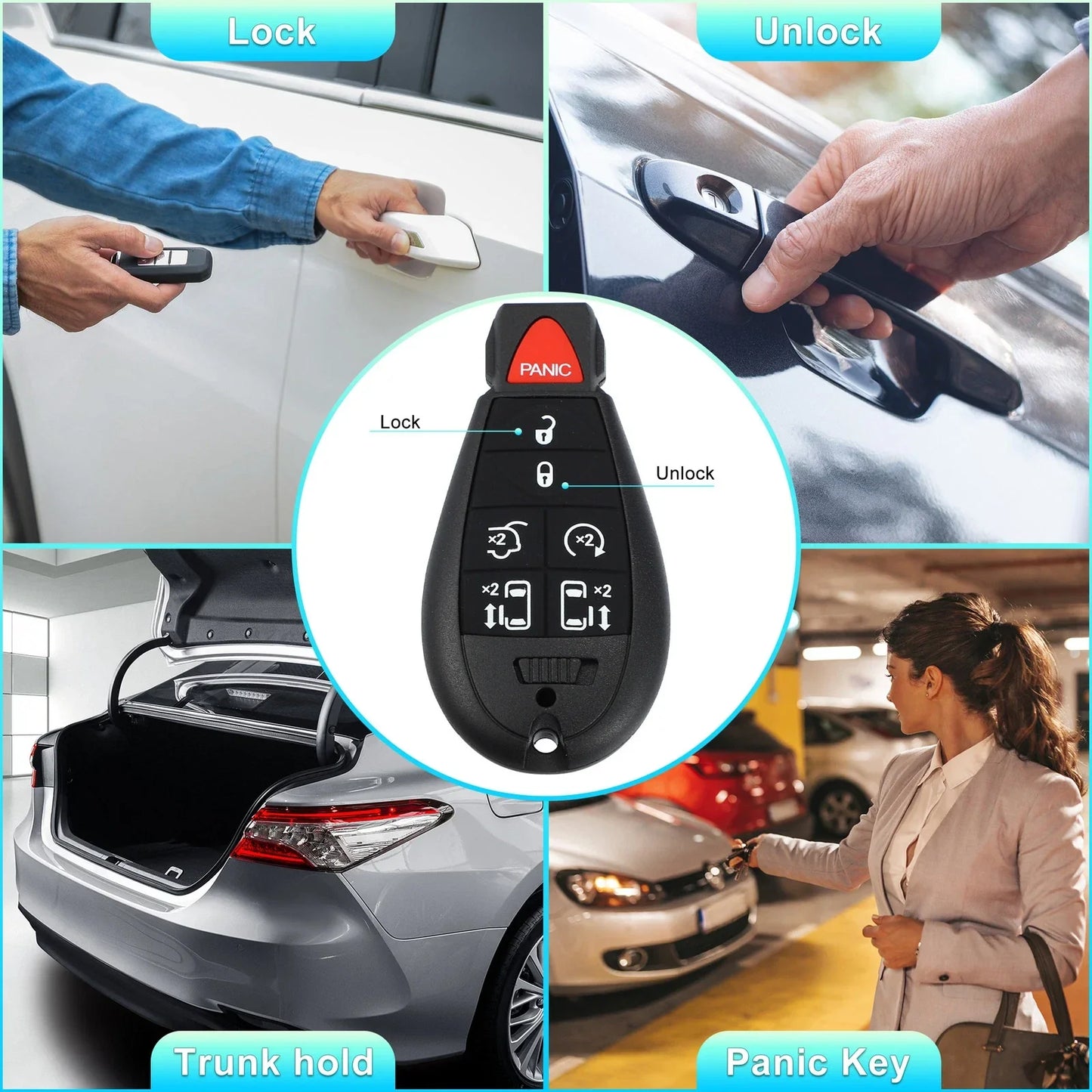 Keyless Entry Remote Key Shell Cover for Dodge Chrysler (No Chip)