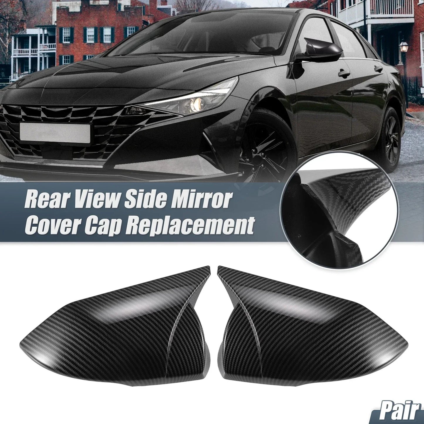 Rearview Mirror Cover Overlay Carbon Fiber for Hyundai Elantra (2017-2023)