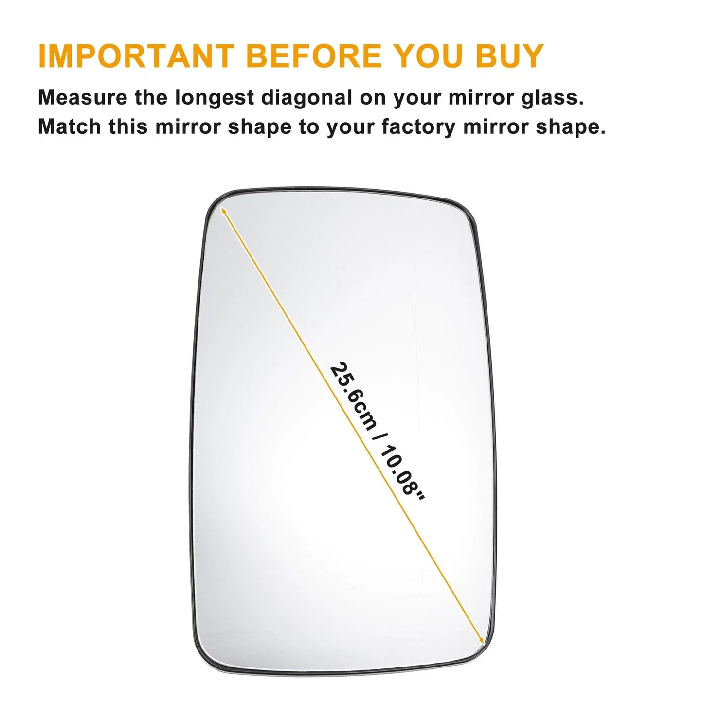 Right Upper White Mirror Glass with Back Heated for Mercedes Sprinter (1995-2006)