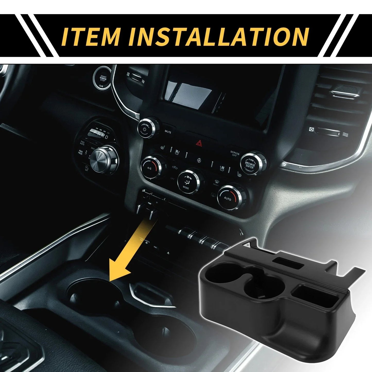 Center Console Cup Holder for Dodge Ram 1500 2500 3500 (2019-2023)