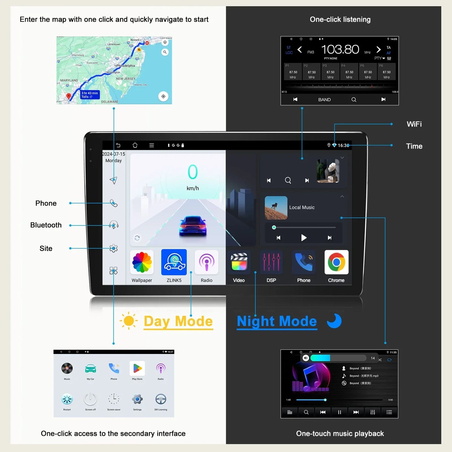 6-64GB Wireless Carplay Android Auto Head Unit for Honda Insight (2010-2013)