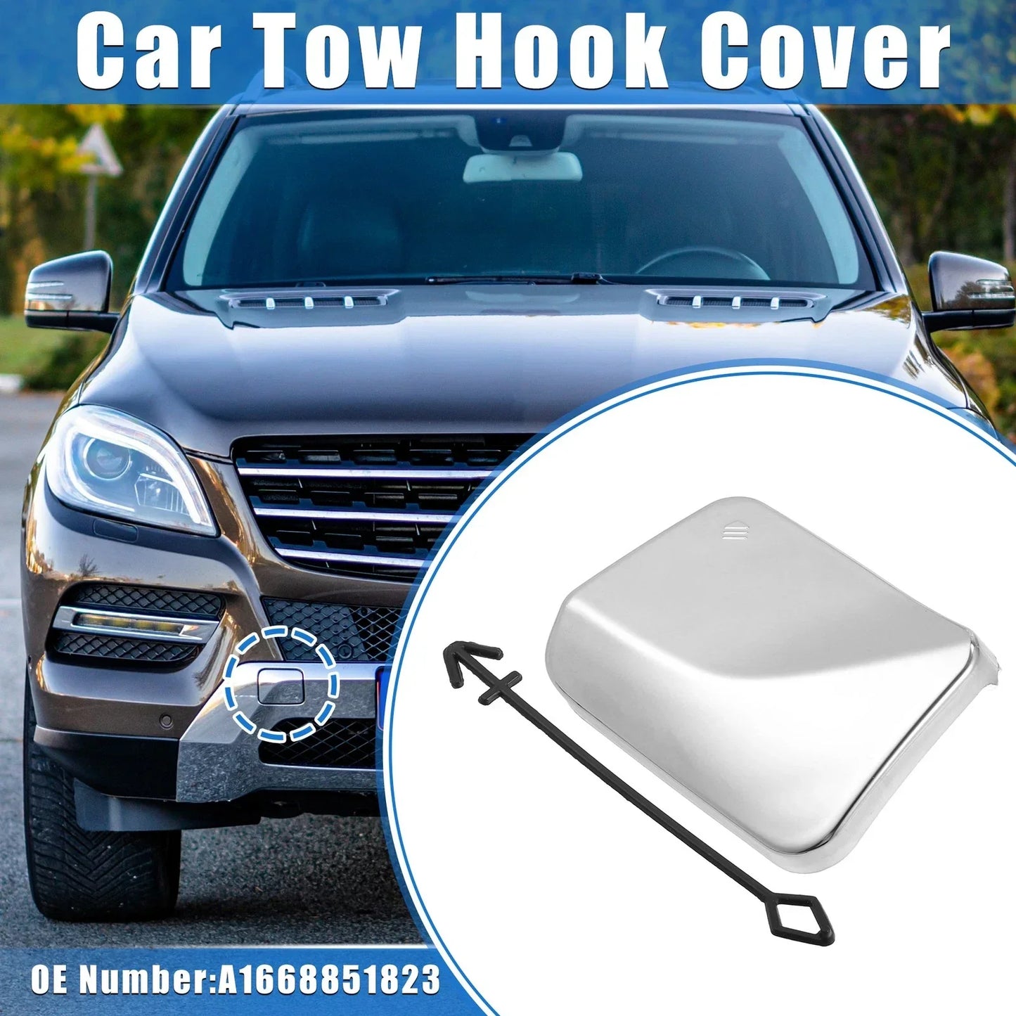 Front Bumper Tow Hook Eye Hole Cover for Mercedes-Benz ML (2012-2015)